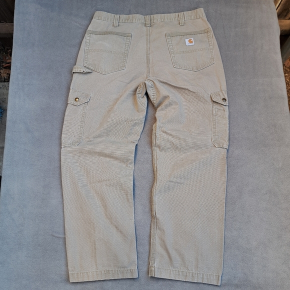Carhartt double knee tactical steel cargo pants men's size 36W x 30L khaki EUC - Picture 12 of 16